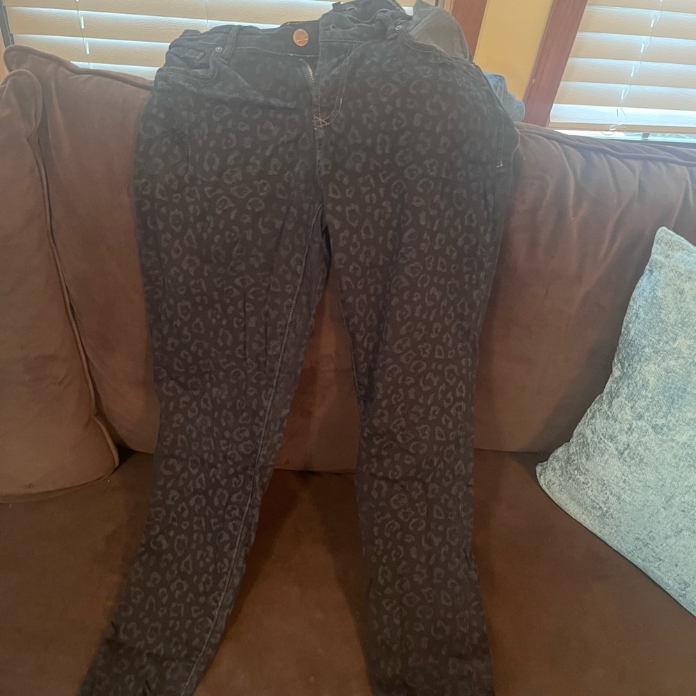 Dear John Black Leopard Print Skinny Jeans
